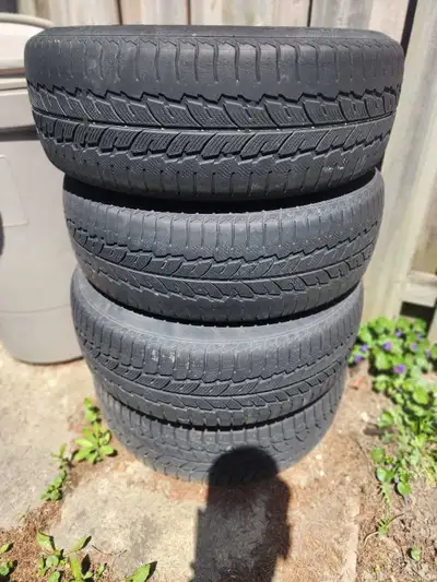 A set of four winter tires and rims for $125 Used for two seasons Sold my sedan and they're no longe...