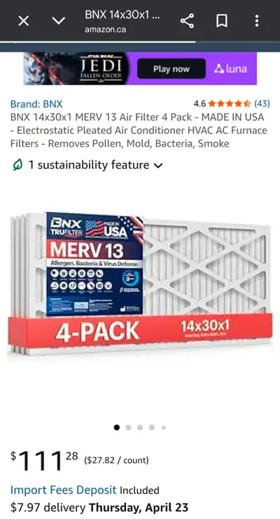 Bought some furnace filters for an air intake vent and moved before I used them.