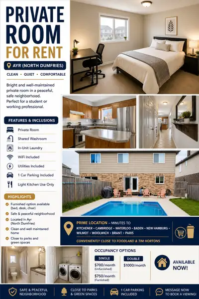PRIVATE ROOM FOR RENT – PRIME LOCATION (AYR) Bright and clean private room available in a quiet, wel...