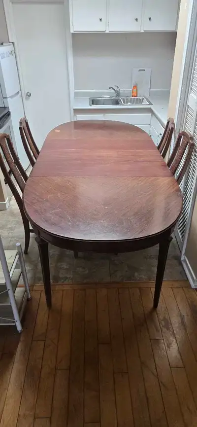 Vintage Solid Wood Dining Table With 3 Partitions And 4 Chairs, View more