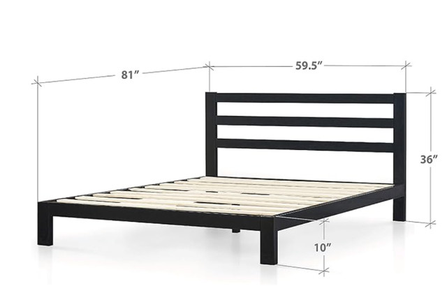 Queen bed (metal bed frame + mattress) in Beds & Mattresses in Downtown-West End