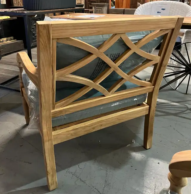 NEW Solid Teak Outdoor Upholstered Accent Patio Chairs (2) in Patio & Garden Furniture in Oakville / Halton Region - Image 6