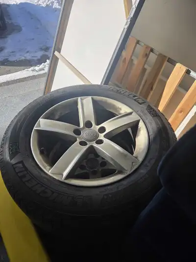 : 4 Michelin Latitude X-Ice tires mounted on genuine 2012 Audi 17" silver alloy rims. Straightforwar...