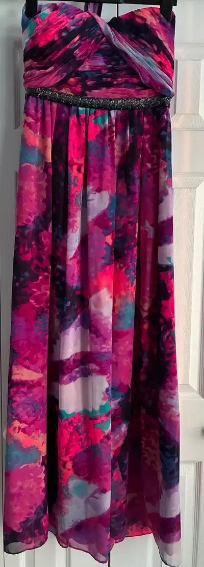 Women's sz 6-8 long dress/gown (multicolour) soft flowing, etc., View more