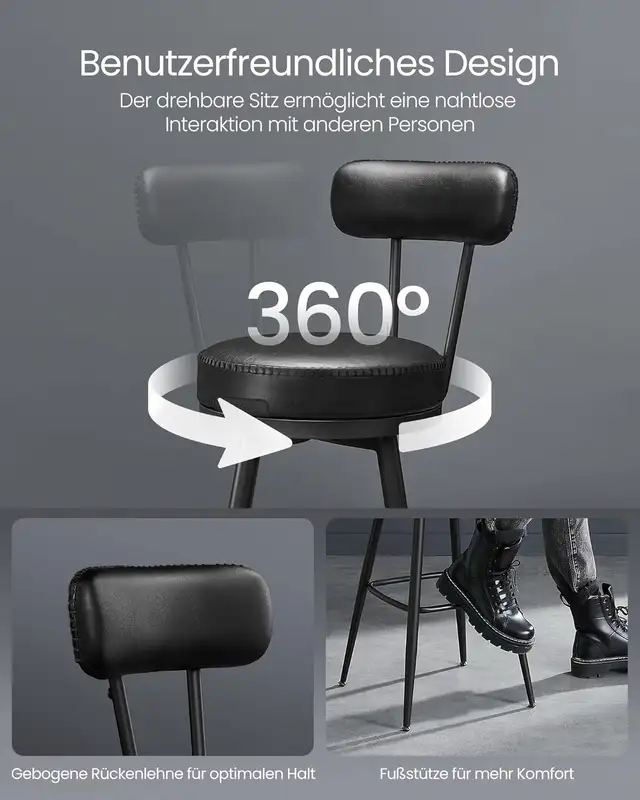 360° Swivel Bar Stools Set of 2 Stools with Backrest for Kitchen in Chairs & Recliners in Markham / York Region - Image 8