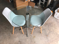 Modern, Chrome/Glass Table and Eiffel Chair Set