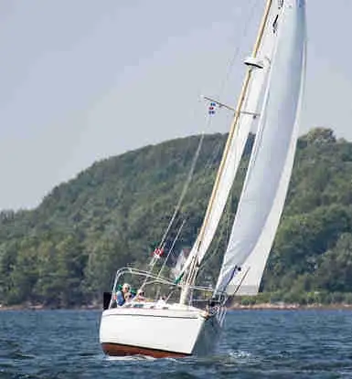 This is a great boat. The Cabin has a fold up table, double v berth, double starboard and 2 single b...