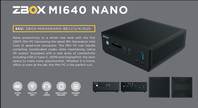 Zotac ZBOX MI640 nano mini PC, View more
