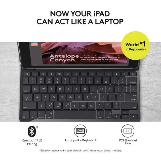 Logitech Slim Folio with Integrated Bluetooth Keyboard for iPad  in iPad & Tablet Accessories in Barrie - Image 2