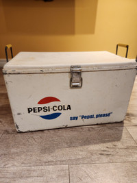 Vintage Metal White Pepsi Cola Cooler - say "Pepsi, please"