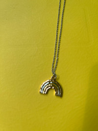 Silver necklace with rainbow charm