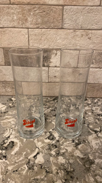 2 Stiegl beer glasses 