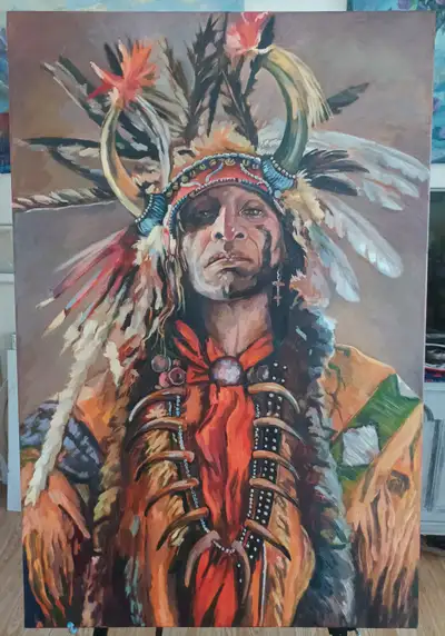 Original oil painting 24 by 36 " Chief
