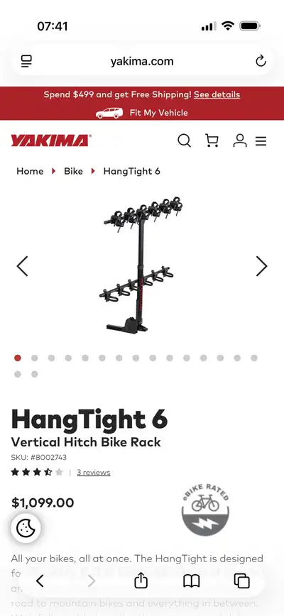 6 bike Yakima Hang Tight Bike Rack, View more