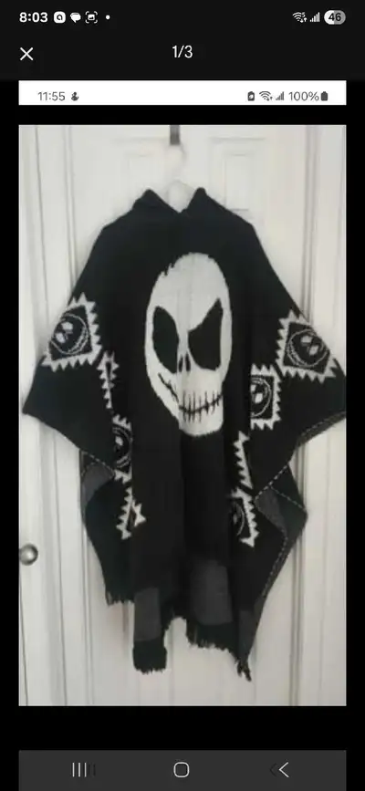 Unisex poncho jack skellington (Terrebonne J6W), View more
