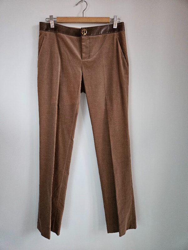 Like new GUCCI velvet ladies pants with leather trim 300 Women's