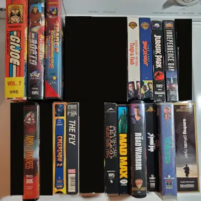 A bounty of VHS video cassette tapes for your viewing pleasure! Prices as listed below. Horror, come...