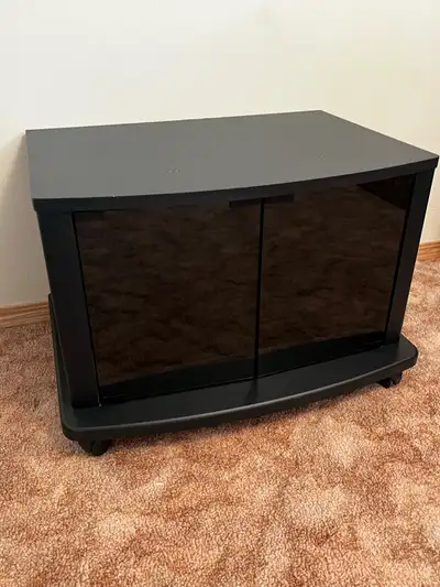 TV Stand with glass doors/ wheels and under storage, View more