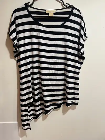 Michael Kors striped asymmetrical top sz L, View more