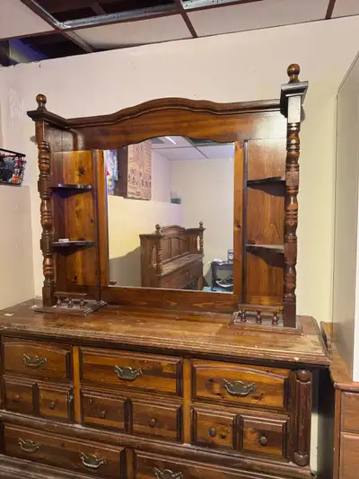 Rustic Wood Dresser + Vanity Set (12 Drawers), View more