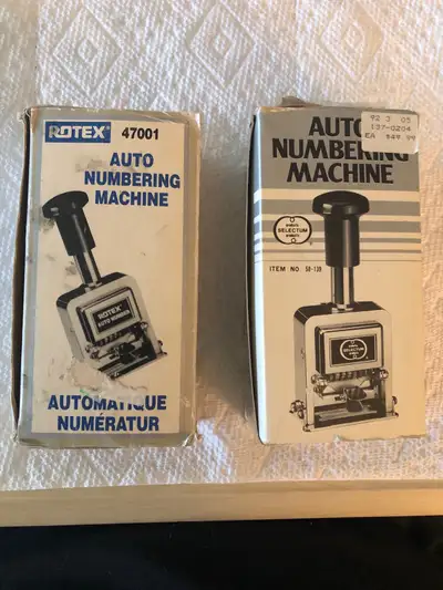 2 , Automatic numbering stamps , both go to a max 6 digit number , self inking (keep sponge wet) and...
