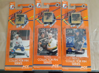 Set of 3 Vintage 1991 NHL Collector Pins Lemieux Hull Sakic NEW