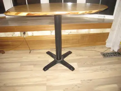 HARD ROCK MAPLE LIVE EDGE TABLE HEAVY CAST IRON BASE, View more