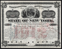 1907 State of New York, Canal Improvement Loan Bond Certificate