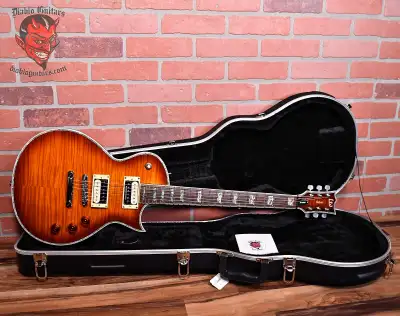 ESP LTD EC-1000 Flame Maple Top Amber Sunburst w/Hardshell Case, View more