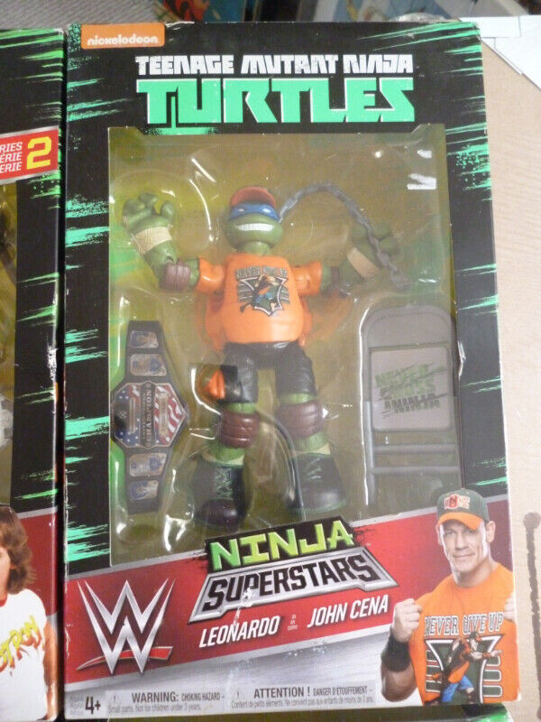 WWE Teenage Mutant Ninja Turtle Superstars x 4 - Rock Cena Piper in Arts & Collectibles in Peterborough - Image 4