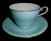 Vintage AYNSLEY Light Blue BONE CHINA TEA CUP & SAUCER SET
