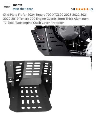 Mantt Skid Plate Fit for 2024 Tenere 700 XTZ690 2023 2022 2021 2020 2019 Tenere 700 Engine Guards 4m...