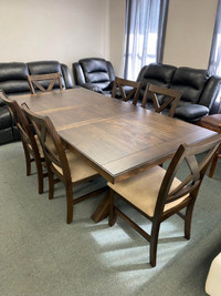 7pc Solid Wood Dining Set With 6 Chairs for only $1399.