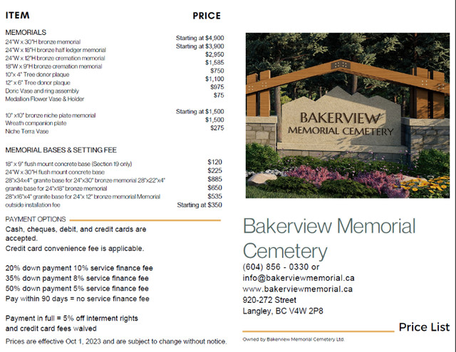 Bakerview Memorial Cemetery Ltd. 蘭里景福墓園 in Other in Delta/Surrey/Langley - Image 2