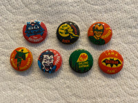 Vintage 1966 Batman Buttons / Pins (set of 7)