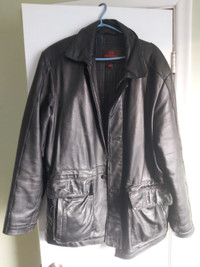 Men's black leather coat