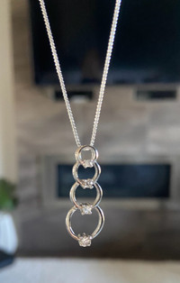 Pendant with Tiny Diamonds on Silver Chain