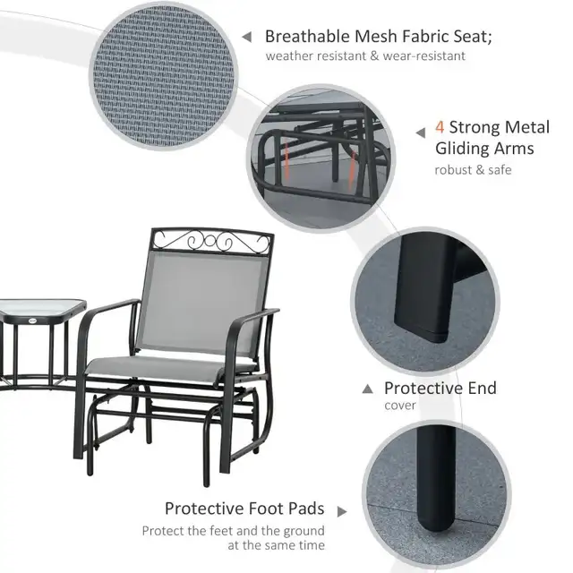 Outdoor Glider Bench with Coffee Table in Patio & Garden Furniture in Markham / York Region - Image 6