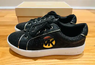 Michael Kors Kids Size 4 Black Gold Sparkly Shoes BRAND NEW, View more