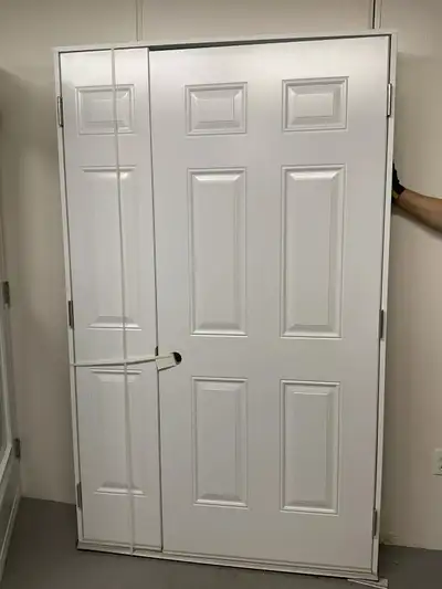 1283PA Porte d’acier 34″D Blanche Porte cabanon avec faux pann, View more