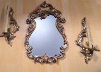 Vintage Durwood Gilt Mirror and Matching Sconces and candles