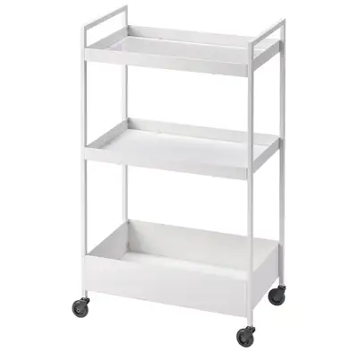 Versatile 3-tier cart, ideal for kitchen, bathroom, or office storage. On wheels for easy movement....