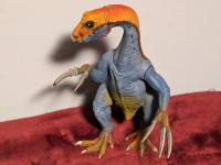 Dinosaur Figure Therizinosaurus Red Blue Moveable Jaw 10”