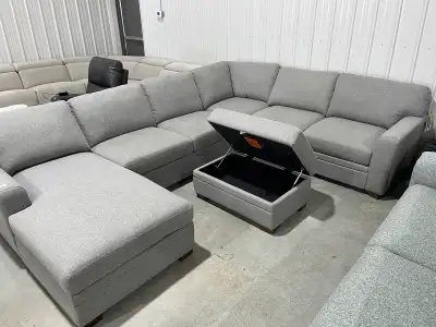 Fabric Sectional with Storage Ottoman - NEW, View more