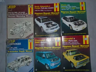 Various Haynes, Mazda and Chilton automotive repair manuals. Haynes- $5 each. 1984 Mazda B2000-$5. C...