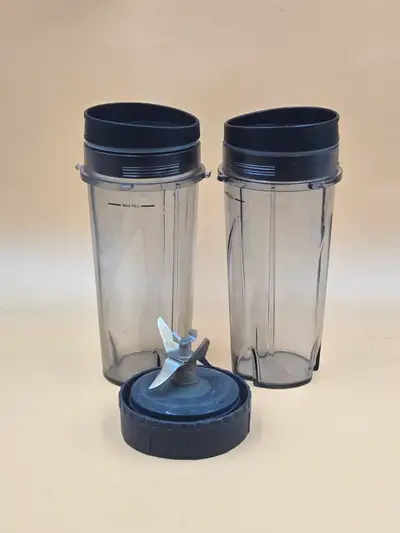 2 Ninja Smoothie Cups, Lids and Blending Blade Cap - Nutri-Ninja, View more