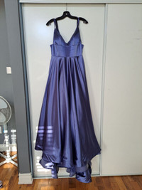 Blue satin floor length evening / prom dress