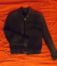 Black Suede leather Biker Jacket Sherpa Lining Very Warm