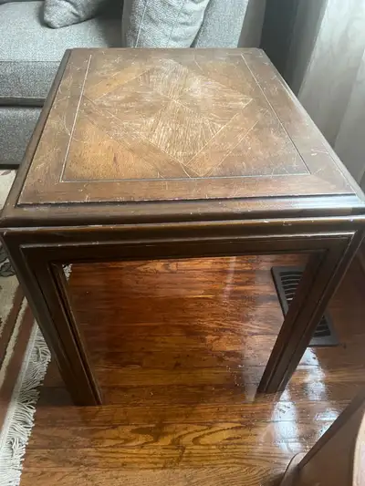 Nice wood end table, View more