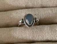 STERLING SILVER RING - Moonstone? - Size 7.5 - 8 Approx.